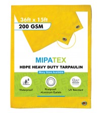 Mipatex Tarpaulin / Tirpal 36 Feet x 15 Feet 200 GSM (Yellow)